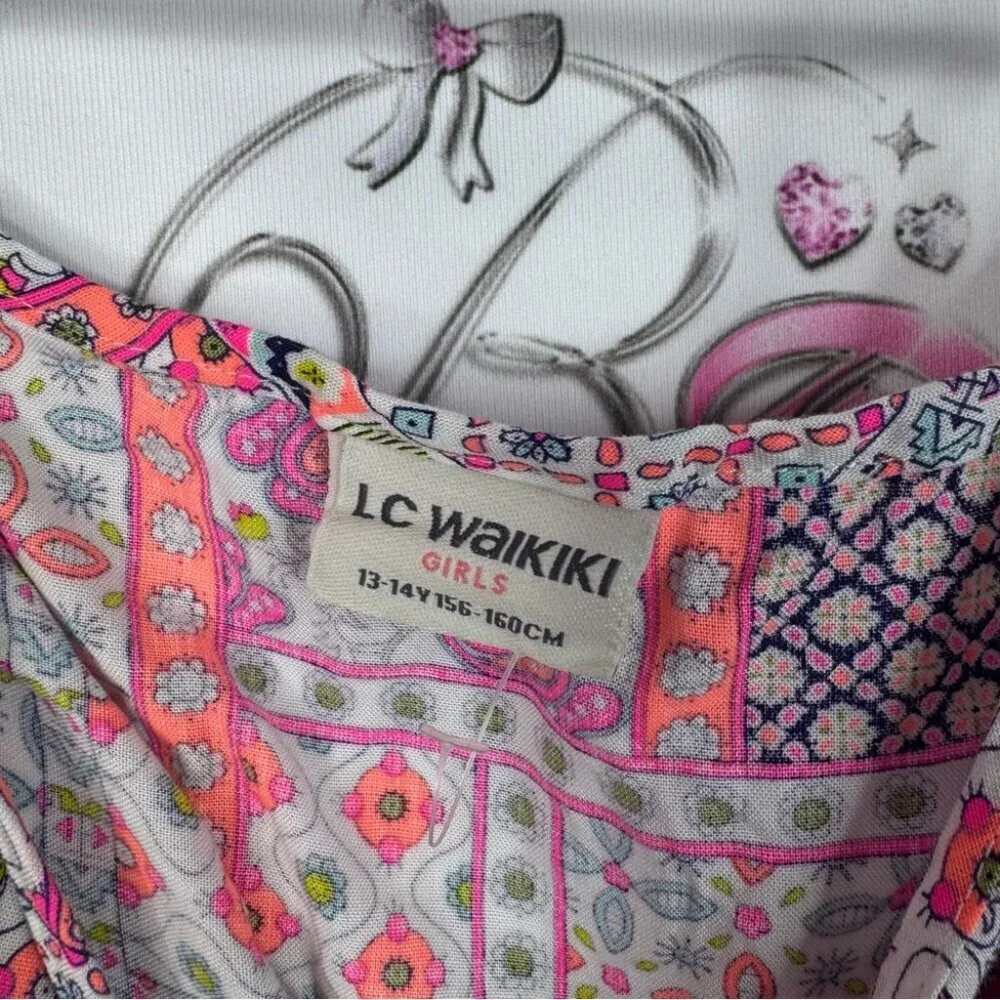 Lc Waikiki romper Aztec boho one piece jumper Vibrant Patchwork Kids Pom Poms